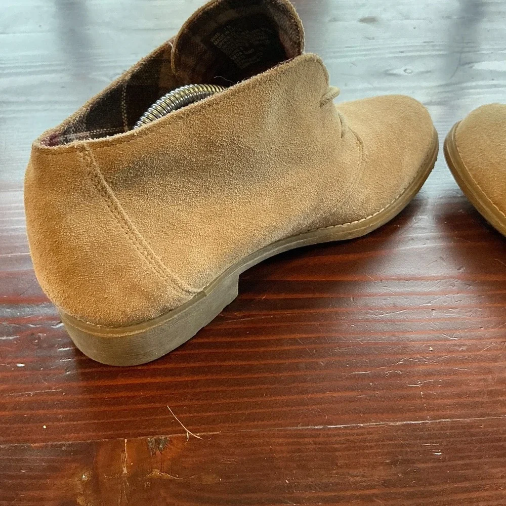 Eddie Bauer Chukka Boots Womens Sz 7M Vega Sand Suede Leather Almond Toe Lace Up